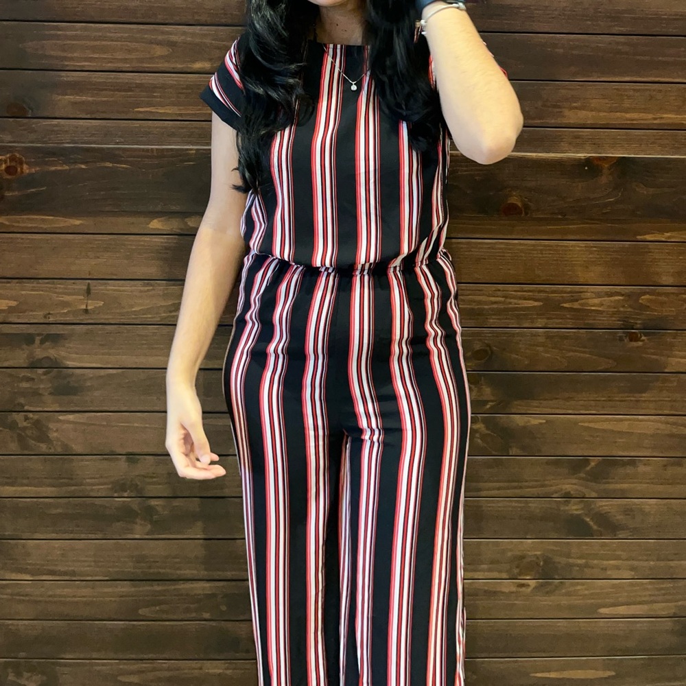Striped Black and Red Jumpsuit